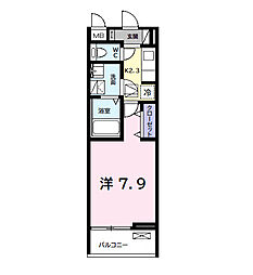 ウッドプレイス 1Kの間取図画像