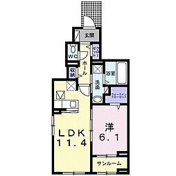 さくら咲く 1LDKの間取図画像