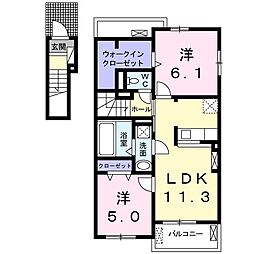 フィオーレルーナルーチェ 2LDKの間取図画像