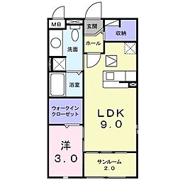 ベル・アビタシオン2 1LDKの間取図画像
