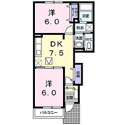 メゾン・ド・シャルム5 2DKの間取図画像