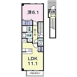 シーズコート 1LDKの間取図画像