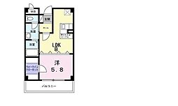 アンソレイエ 1DKの間取図画像