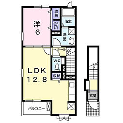 ファイン・ゼファー 2階1LDKの間取り