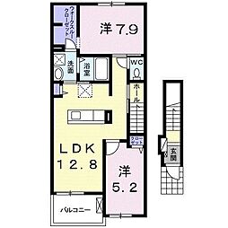 カレント・K 2LDKの間取図画像