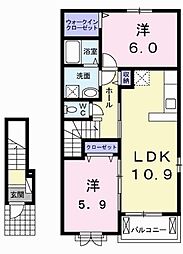 アンシャイン 2LDKの間取図画像