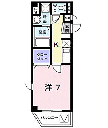 オルジュ本町2 1Kの間取図画像