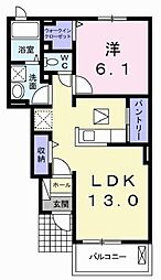 ピアチェーヴォレ1 1LDKの間取図画像