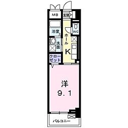 ヒラソル瀬田 1Kの間取図画像