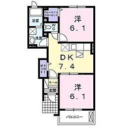 アルト・プエンテC 2DKの間取図画像