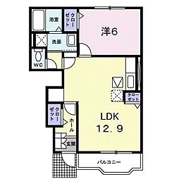 カーサ・ピアヌーラ 1階1LDKの間取り