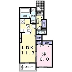 富夢想家八番館 1LDKの間取図画像