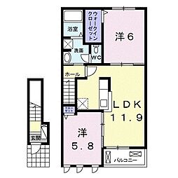 シャン・ノール16 2LDKの間取図画像