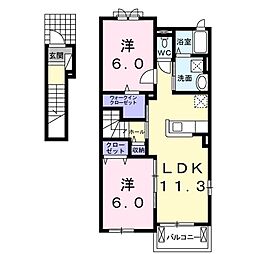 グレイス 2階2LDKの間取り