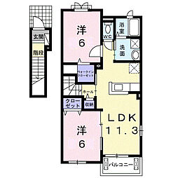 グローレＡ 2階2LDKの間取り