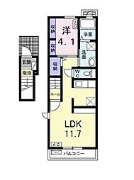 カーサアンダンテF 1LDKの間取図画像