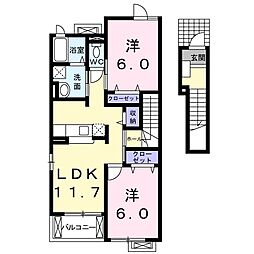クロシェット4 2LDKの間取図画像