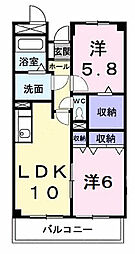ソレアード・ヴィラ 2階2LDKの間取り
