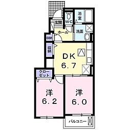 マルベリー1 2DKの間取図画像