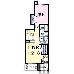 フロントリバー・サンIII 1階1LDKの間取り