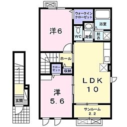 ラフェリア 2LDKの間取図画像