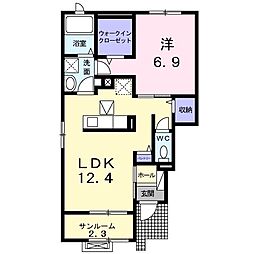 ヴィラサンジョヴァンニC 1LDKの間取図画像