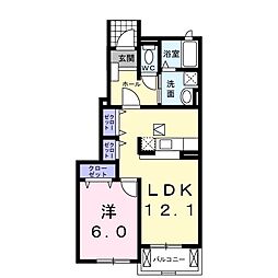 サンフラワーB 1LDKの間取図画像