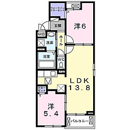 アヴェニール山崎 1階2LDKの間取り