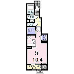 マジェスティ 1階ワンルームの間取り