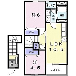 セレッソ十日市B 2LDKの間取図画像