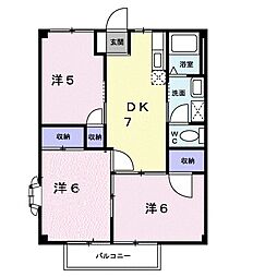 ヴイラージュ 2階3DKの間取り