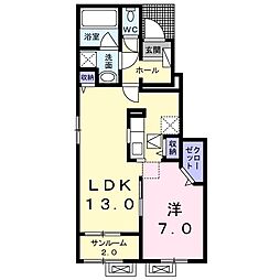 アルモニーA 1LDKの間取図画像