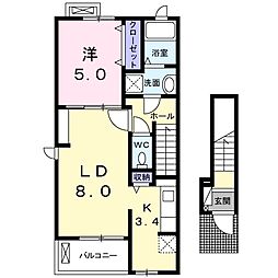 スパシーバ 1LDKの間取図画像
