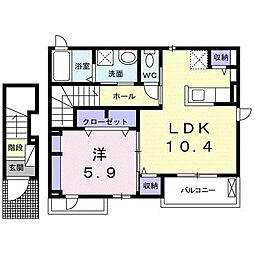 メゾンアンソレイユC棟 1LDKの間取図画像