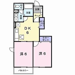 プルネーレA 2DKの間取図画像