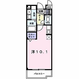 エアリーイースト ワンルームの間取図画像