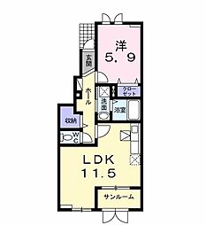 バーデンハイムIII 1階1LDKの間取り
