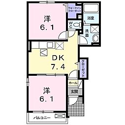 サンハイム2 2DKの間取図画像