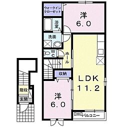 レジデンス　ナカ　V 2階2LDKの間取り