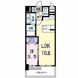 カーサデルソーレ 1LDKの間取図画像