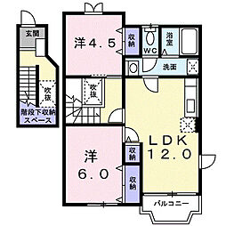 ドミール・ソレイユ 2LDKの間取図画像