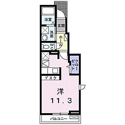 シトラスガーデン 1階ワンルームの間取り