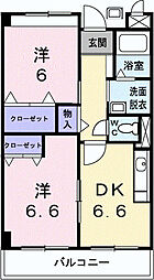メゾン・ド・フローレ 1階2DKの間取り