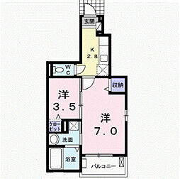 カーサトルトゥガ 2Kの間取図画像