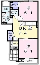 ノバ2 2DKの間取図画像