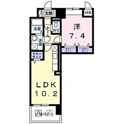 天神戎長柄 1LDKの間取図画像