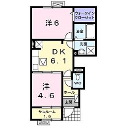 ヴィラ清瀧A 2DKの間取図画像