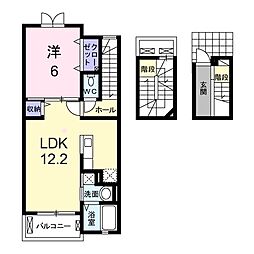 メゾンベル 1LDKの間取図画像
