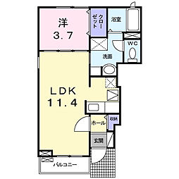 グロワール 1LDKの間取図画像