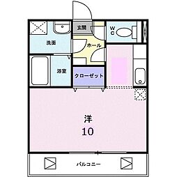 カーサ・セレッソ 2階ワンルームの間取り